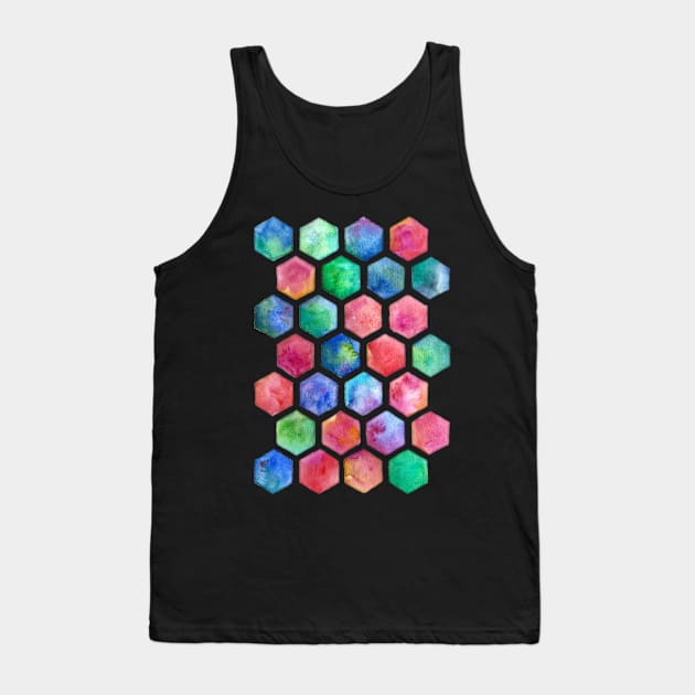 Hand Painted Watercolor Honeycomb Pattern Tank Top by micklyn